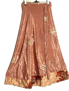Double Layer Sari Silk <b>Wrap</b> <b>Skirt</b> Maxi Length Boho Style Free Size <b>Long</b> <b>Skirt</b> for Women Lightweight Breathable and Comfortable - Product Image 3