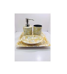 Ensemble de salle de bain pour serpillière, boîte porte-serviettes et porte-mouchoirs et distributeur de savon avec sous-verre de serpillière, ensemble de salle de bain en nacre, offre spéciale - Product Image 6