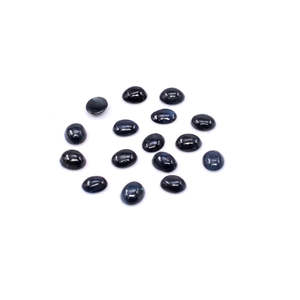 Saphir bleu naturel non traité, cabochons ovales calibrés 5x6mm et 6x7mm, dos plat, pierres précieuses en vrac avec effet arc-en-ciel - Product Image 4