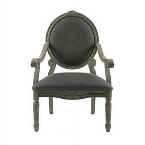 Chaise de salle à manger Isabella en bois massif de haute qualité avec accoudoirs, finition rustique, style français, pour appartement. - Product Image 1