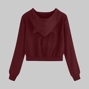 Oversized High Quality Casual Women Cropped Hoodies Custom Label Crop <b>Top</b> Hoodies - Product Image 2