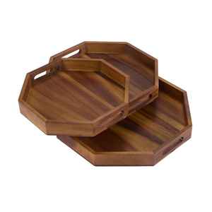 Plateau rond personnalisé en bois d'acacia Pièce de service en bois naturel poli parfaite pour une utilisation sur une table Offre Spéciale et élégante - Product Image 3