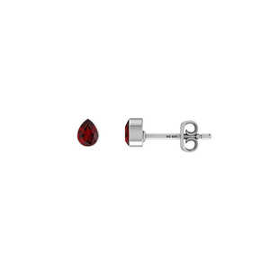 925 Sterling Silver <b>Garnet</b> Natural Pear Oval Shape Butterfly Lock Stud <b>Earrings</b> Trendy Style High Finish Bezel Setting 3 Pack - Product Image 3