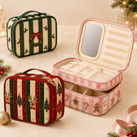 Trousse de maquillage de Noël, organiseur de cosmétiques de voyage avec porte-pinceaux, rangement pour bijoux, plusieurs compartiments, trousse de toilette pour femmes