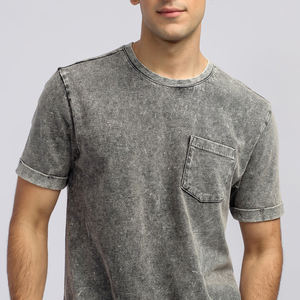 Camiseta con estampado de lavado ácido de gran tamaño de algodón 100% para hombre, diseño personalizado, ajuste holgado, hombros caídos, secado rápido, peso pesado - Product Image 5