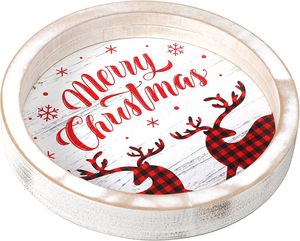 Bandeja navideña festiva de madera para decoración navideña perfecta para servir comidas elegante bandeja central ideal regalo de Navidad familia - Product Image 6