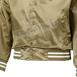 Chaqueta de satén con cuello de béisbol y logotipo personalizado para hombre, chaqueta de satén con dobladillo acanalado y cremallera completa a prueba de viento para hombre, venta al por mayor - Product Image 4