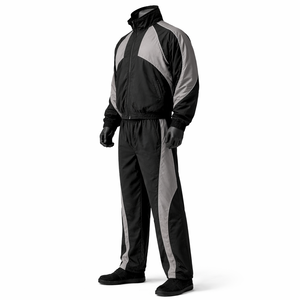 Men’s <b>Black</b> Grey <b>Windbreaker</b> Tracksuit Set Lightweight Nylon Track Suit Full Zip Jacket Jogger Pants Custom Logo OEM ODM - Product Image 4