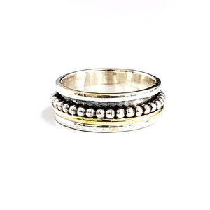 Two Tone <b>Spinner</b> <b>Ring</b> 7.0 Grams Fine Jewelry Gold and Rose Gold Plated Inlaid with 18K Gift Idea - Product Image 1