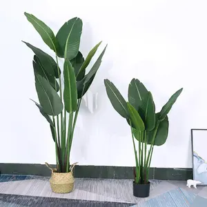 Custom Greenery Decor Tropical Faux Traveller Banana Leaves Bonsai Fake Artificial Plant Tree