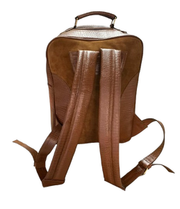 <b>Aesthetic</b> High Quality Croco Leather Backpack Bag with Durable Handle and Zipper Closure Handmade Real Croco Leather Backpack - Product Image 3