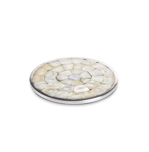 <b>Mother</b> of Pearl Inlay Coaster Set with Designer Storage Box Elegant Round Coasters with Natural <b>Mother</b> of Pearl Finishing - Product Image 2