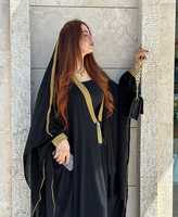 Marokkanisches Abaya-Design Hochzeitskleid Marokkanisches Maxi-Kleid für Damen mit Wunderschönem Goldenen Spitzenmuster