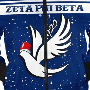 Chaqueta de Satén para Mujer de la Hermandad Zeta Phi Beta, Premium 1920, Azul y Blanco, Ropa Griega, Bordado del Escudo ZPB, Ropa Universitaria - Product Image 3