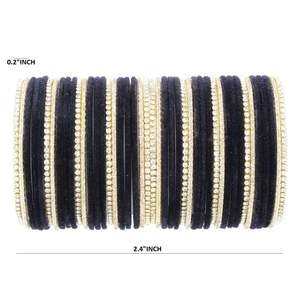 Conjunto de brazalete indio Rhinestone CZ Cristal Boda Nupcial Terciopelo Brazalete Pulseras Joyería para Mujeres Niñas (Juego de 44) - Product Image 4