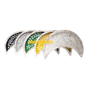 Colored Mother of Pearl Inlay Wooden Serving Tray Set | Luxury Ramadan <b>Eid</b> Decor Tray | Arabic Home Decor <b>Gift</b> Giveaway Tray - Product Image 5