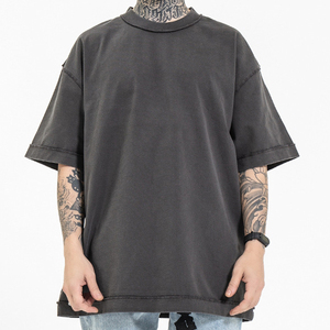 Anti-wrinkle Custom Logo Short Sleeve Tees Heavy Cotton Drop Shoulder Acid Washed Men's T-shirts Breathable acid wash <b>tshirts</b> - Product Image 3