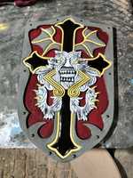 Ensemble de samouraï Viking médiéval Bouclier facial Lion Vintage Guerrier Trident Bouclier Arme Prop pour l'utilisation du jeu Anime
