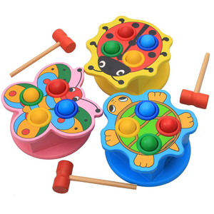 Martellante scatola a sfera bambino cartone animato in legno tavolo a percussione educazione precoce bussare gioco da tavolo giocattolo criceto knock Ball gioco - Product Image 1