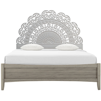 Tête de lit en bois sculptée à la main, motif floral, réglable en hauteur, éclairée, pour lits Queen, Twin et XL, finition blanchie, luxe pour chambre à coucher
