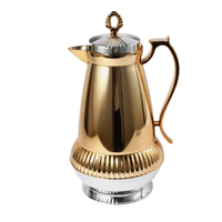 Milieu du 20ème siècle Vintage arabe Dallah café et théière à la main argenterie miroir poli arabe Dallah