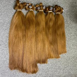 100% Vierge Brun Clair #8 Couleur Extensions de Cheveux Raides Couleur Brute Bundles de Cheveux Humains avec Fermeture Frontale - Product Image 6