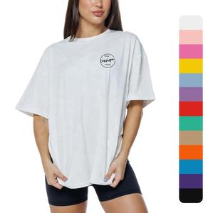 Camisetas para mujer Algodón liso en blanco o cuello Impresión personalizada Camiseta de manga corta con cuello redondo 100% Algodón Mujeres o cuello Camisetas - Product Image 1