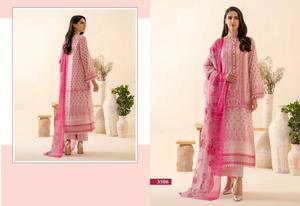 Pure Cotton Dupatta Suit with Exclusive Embroidery Patches Online Sale of <b>Indian</b> <b>Pakistani</b> <b>Clothing</b> Silver Print Cotton Material - Product Image 3