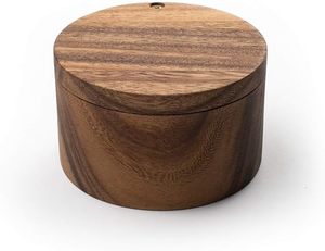 Caja de sal de madera sostenible de un solo compartimento, mesa de comedor de cocina multifunción, contenedor de hierbas de especias de vidrio, sal, pimienta, 1kg - Product Image 2