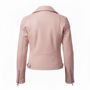 Custom Womens <b>Pink</b> Leather Motorbike <b>Jacket</b> Wholesale Biker Style Genuine Leather <b>Ladies</b> Coat OEM Factory Bulk Quantity Supply - Product Image 3