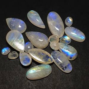 Cabujón de piedra lunar arcoíris Natural de alta calidad, mezcla de formas y tamaños, piedras preciosas blancas de 100 CT para la fabricación de joyas, certificado IGI - Product Image 1