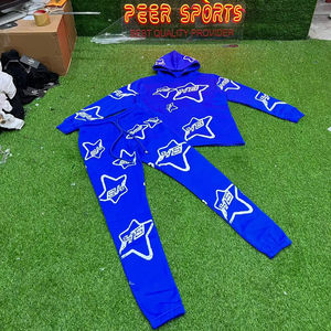 En gros, Survêtement d'hiver pour femme vintage 2025, imprimé sérigraphié, comprenant un sweat à capuche zippé et un pantalon évasé à taille élastique, léger - Product Image 3