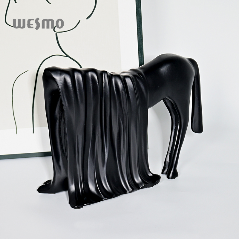 Modern Interior Home Decor Office Desktop Decoration Abstract Black Horse Resin Crafts Sculpture · image 2