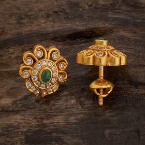 Pendientes de botón con engaste de oro de 14K/18K Silver Temple, con diamantes de moda y patrón de mariposa y flor en oro rosa, chapados en oro. - Product Image 2