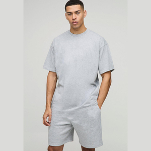 ชุดแทร็คสูทกางเกงขาสั้นและเสื้อยืดสำหรับผู้ชายชุดวอร์มผ้าฝ้าย100% ติดโลโก้ออกแบบได้ตามต้องการ - Product Image 4