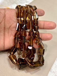 Cuentas de Tumbe facetadas de piedras preciosas de cuarzo de cerveza marrón Natural de alta calidad para la fabricación de collares - Product Image 2