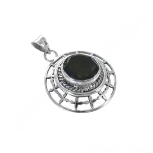 Geometric Onyx Pendant 925 Silver <b>Gold</b> Plated Bohemia Style Women's Necklace Everyday Wear Themed Pendants Bezel Setting - Product Image 3