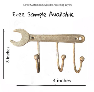 Brass Wrench Wall <b>Coat</b> <b>Hook</b> <b>Cast</b> <b>Iron</b> Keychain Hanger [CIH 101] for Clothing Storage - Product Image 3