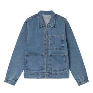 Veste en jean personnalisée OEM Veste en coton décontractée de créateur pour hommes Manteaux en jean à fermeture éclair personnalisés Vestes en jean OEM - Product Image 1