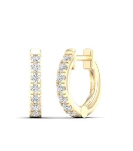 Classic Natural Diamond Huggie <b>Hoop</b> <b>Earrings</b> 14K Yellow Gold EF VVS IGI Certified Daily Wear <b>Fine</b> <b>Hoop</b> <b>Earrings</b> Trendy Party - Product Image 1