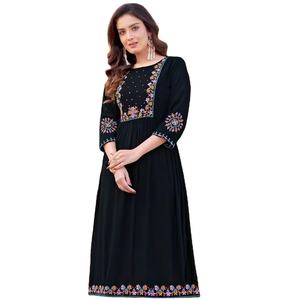 Rayón Kurti para mujer listo con medio interior con hilo y trabajo hecho a mano para adultos - Product Image 1