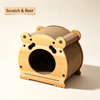 Maison pour chat en carton ondulé en forme d'ours mignon, nid de repos, griffoir interactif, planche à gratter pour chat