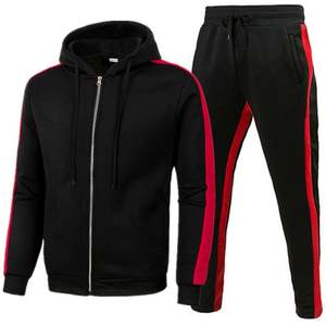 Conjunto Deportivo de Dos Piezas para Hombre, de Felpa de Algodón Grueso, Corte Ajustado, con Capucha, para Invierno - Product Image 1