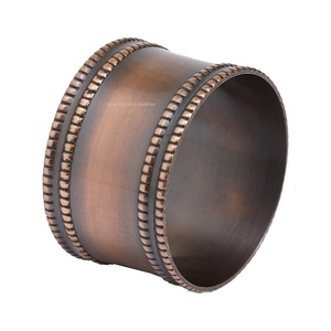 Antique <b>Copper</b> Metal Napkin Rings Stocked Round Shape Napkin Holders for Wedding Party Dining <b>Table</b> Decoration - Product Image 1