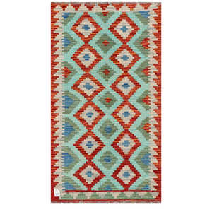 Alfombra Kilim de Maimana, Afganistán, 124 x 71 cm, Decoración de Pared - Product Image 1