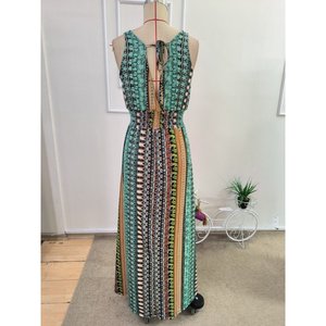 Robe longue Supreme à bretelles et col en V profond à motifs pour femme, 35179 - Vert - Product Image 5