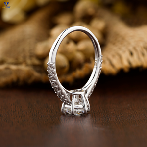 1.192 TDW ronde taille brillant bague en diamant 18k or blanc pavé réglage Cvd/Hpht diamant laboratoire pierre bijoux - Product Image 5