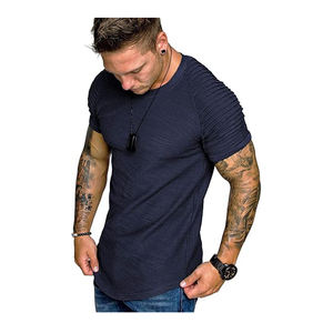 Men's Custom Printed Solid Breathable Gym Fitness for <b>Shirts</b> Wholesale Summer <b>Muscle</b> Slim <b>Fitted</b> Crewneck Short Sleeve Canvas - Product Image 6