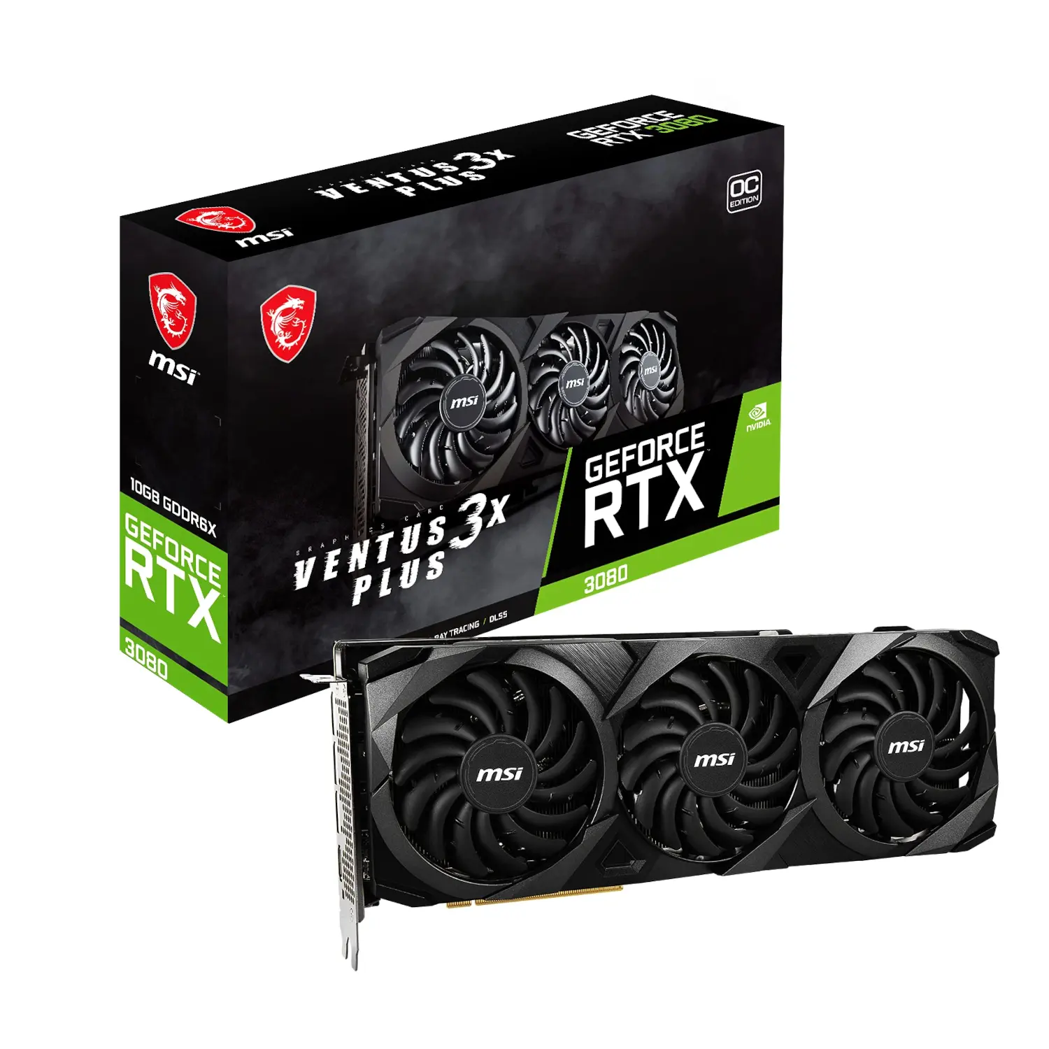 ゲーミングRTX3080 Ventus 3X Plus 10G OC LHR-PCゲーミング用10GBGDRR6X GPUグラフィックスカード、320ビットNVLink、トルクスファン3アンペアアーチ