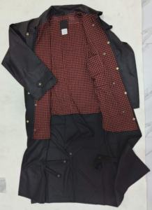 MANTEAU LONG EN TISSU CIRE OILSKIN AVEC DOUBLURE EN COTON/MANTEAUX LONG ET VESTES EN PEAU CIRE PERSONNALISÉS AVEC CAPUCHE AMOVIBLE - Product Image 5